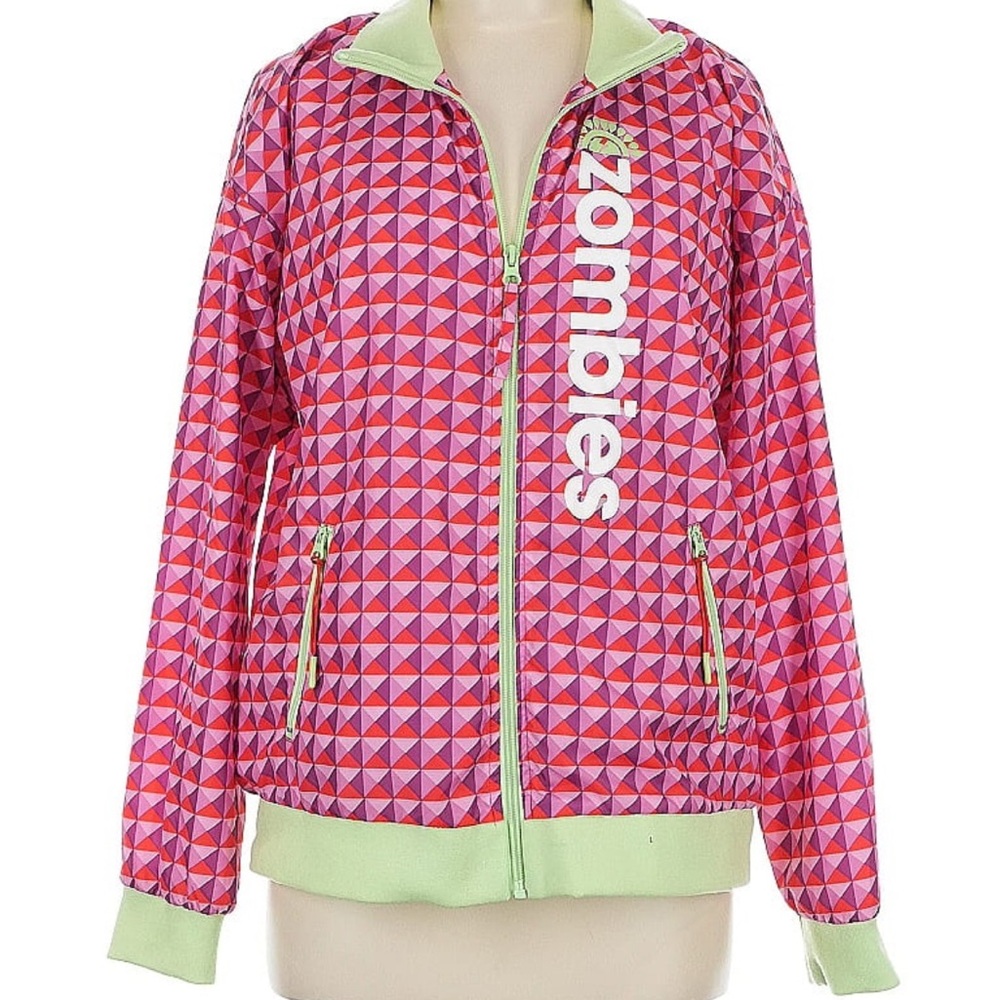Flatbush Zombies Jacket Mens Medium Geo Print Windbreaker Dyed & Rose Again Coat